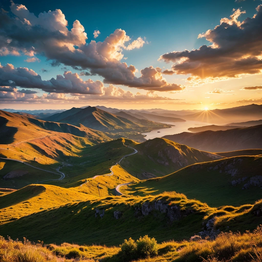 Beautiful landscape, sky, light, gold