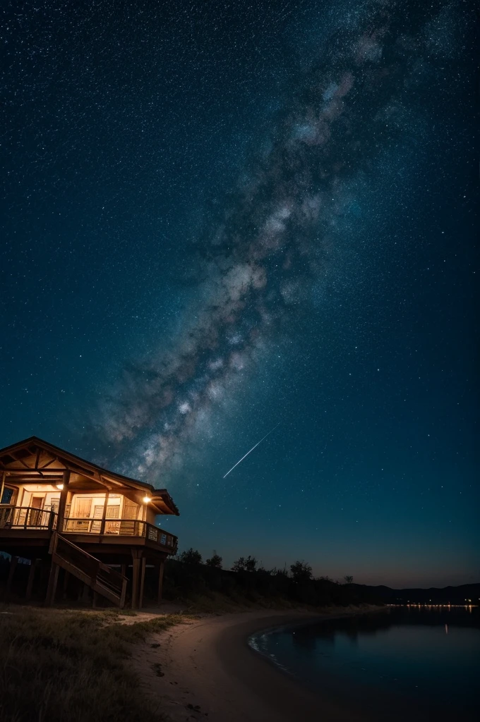 Travel at night, sky with stars
