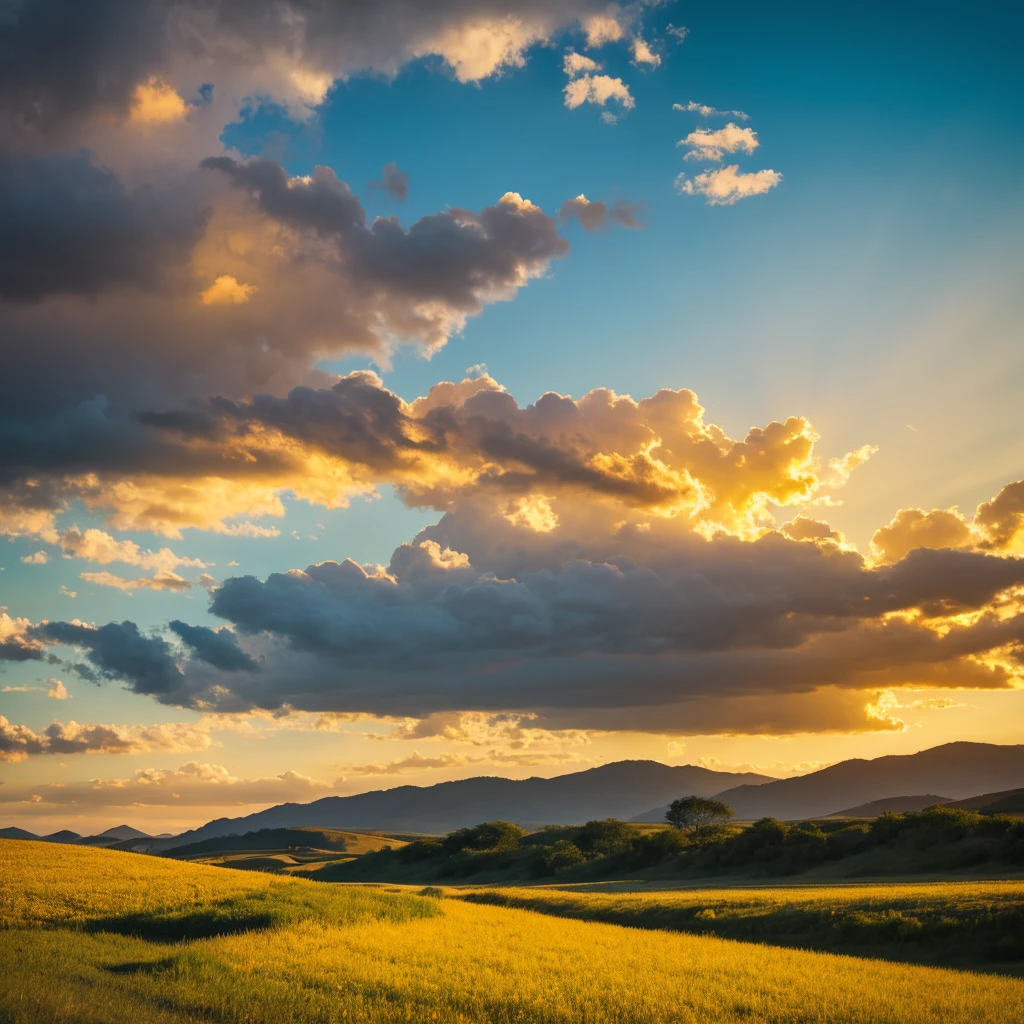 Beautiful landscape, sky, light, yellow