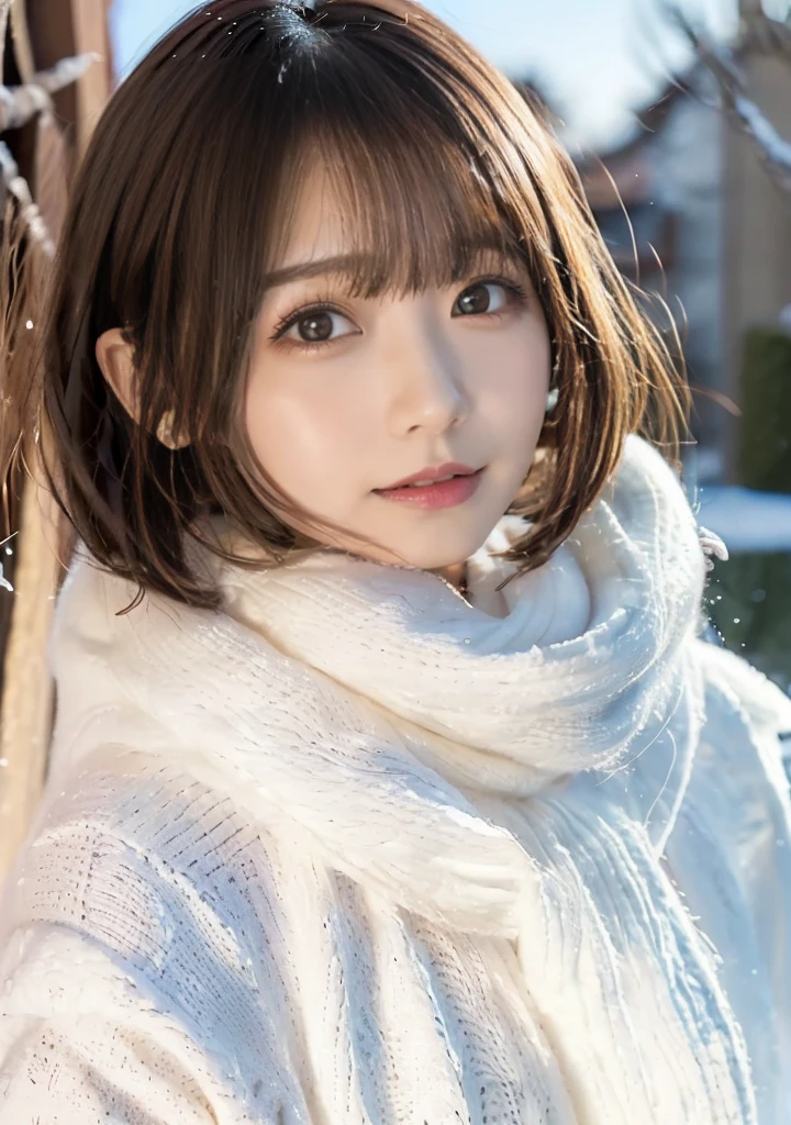 Being with a dog、Bonfire、Hair blowing in the wind、Medium Short Hair、Fluffy scarf、Expressing the whiteness of one's breath、Photo from the waist up、Night city illumination shot、Cowgirl Shot、Fur coat、豪華なグレーのミンクのFur coat、Wear fine leather boots、Luxury Bags、Inner turtleneck、Silver necklace and small silver earrings Millionaire style:1.4))、Full body photo、smile、 Caustics、Highly detailed photos、Very beautiful woman 、Ample breasts、No makeup、(8K、RAW Photos、Highest quality、masterpiece:1.2)、(Realistic、Realistic)、1 Girl、((Medium Short Hair、Midwinter、Cold region Snow falling、The wind is blowing、Fluttering Hair、Blur the background、Colorful illuminations、Looking into the camera:1.4))、