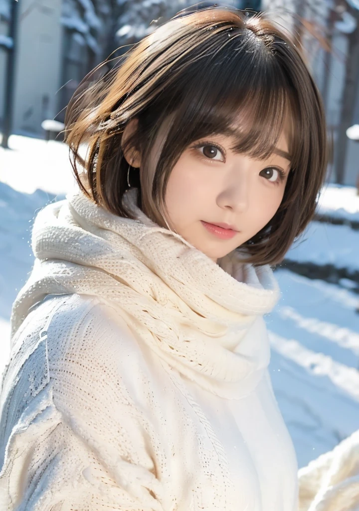 Being with a dog、Bonfire、Hair blowing in the wind、Medium Short Hair、Fluffy scarf、Expressing the whiteness of one's breath、Photo from the waist up、Night city illumination shot、Cowgirl Shot、Fur coat、豪華なグレーのミンクのFur coat、Wear fine leather boots、Luxury Bags、Inner turtleneck、Silver necklace and small silver earrings Millionaire style:1.4))、Full body photo、smile、 Caustics、Highly detailed photos、Very beautiful woman 、Ample breasts、No makeup、(8K、RAW Photos、Highest quality、masterpiece:1.2)、(Realistic、Realistic)、1 Girl、((Medium Short Hair、Midwinter、Cold region Snow falling、The wind is blowing、Fluttering Hair、Blur the background、Colorful illuminations、Looking into the camera:1.4))、