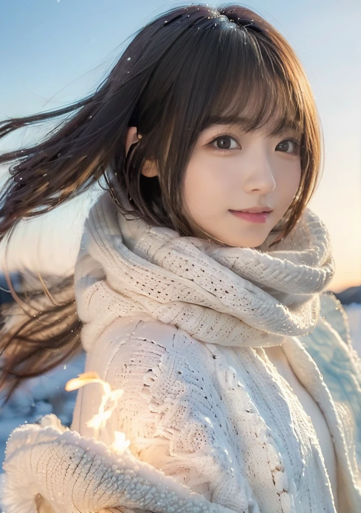 Being with a dog、Bonfire、Hair blowing in the wind、Medium Short Hair、Fluffy scarf、Expressing the whiteness of one&#39;s breath、Photo from the waist up、Night city illumination shot、Cowgirl Shot、Fur coat、豪華なグレーのミンクのFur coat、Wear fine leather boots、Luxury Bags、Inner turtleneck、Silver necklace and small silver earrings Millionaire style:1.4））、Full body photo、smile、 Caustics、Highly detailed photos、Very beautiful woman 、Ample breasts、No makeup、(8K、RAW Photos、Highest quality、masterpiece:1.2)、(Realistic、Realistic)、1 Girl、((Medium Short Hair、Midwinter、Cold region Snow falling、The wind is blowing、Fluttering Hair、Blur the background、Colorful illuminations、Looking into the camera:1.4))、
