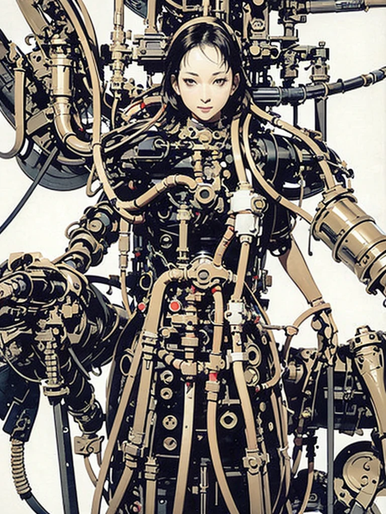 (masterpiece, Highest quality, Highest quality, Amazing details), ((Female Robot))、Browsing Caution, Bondage, throw,Dildo、Horror, Creepy robot、blade, saw, wire, air pressure, (pipe, Lots of tubes、Test tubes attached to breasts, Nipple in a test tube,Large test tube and milking machine、Milk tank）