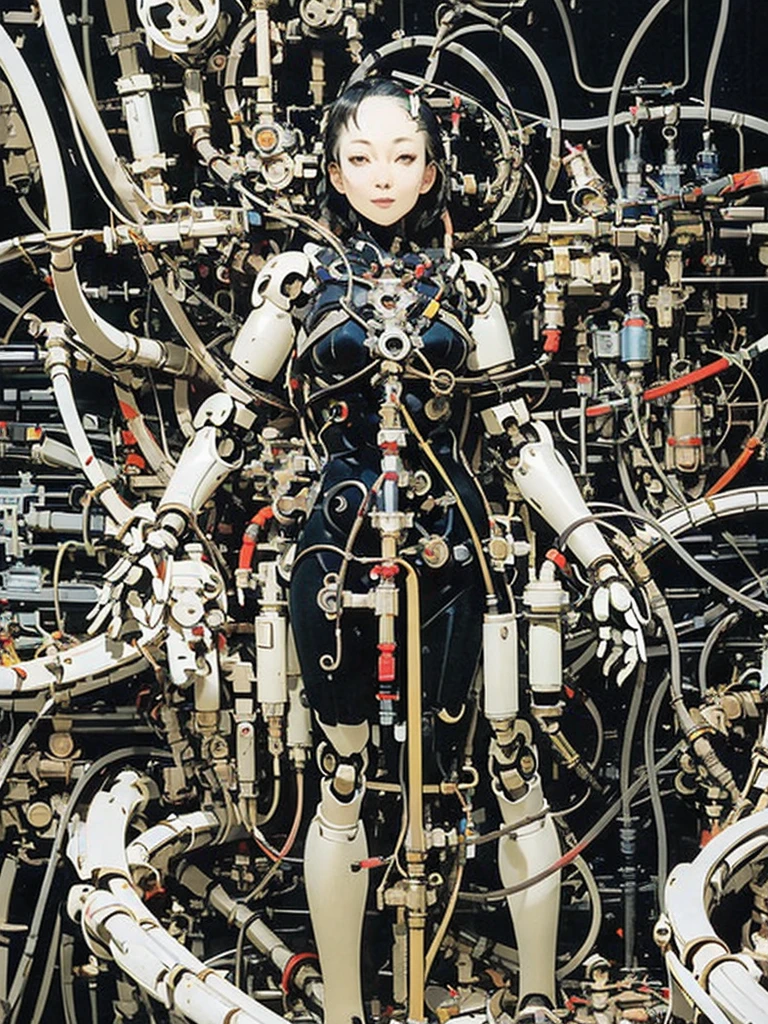 (masterpiece, Highest quality, Highest quality, Amazing details), ((Female Robot))、Browsing Caution, Bondage, throw,Dildo、Horror, Creepy robot、blade, saw, wire, air pressure, (pipe, Lots of tubes、Test tubes attached to breasts, Nipple in a test tube,Large test tube and milking machine、Milk tank）