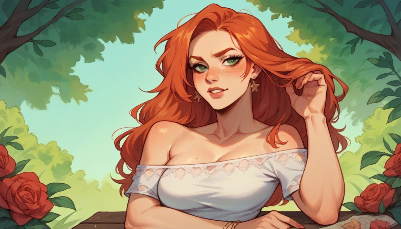 Redhead girl in clothes