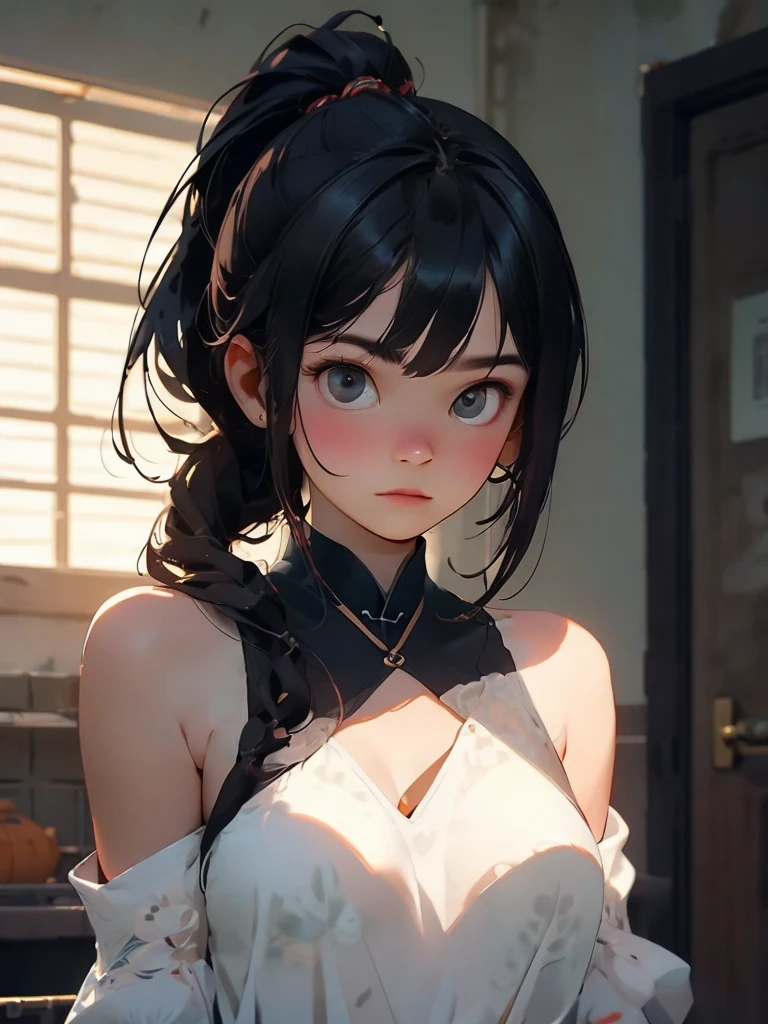 Character FeaturesHairstyle：Long black hair ponytail sex：Brave girl bangs：Bangs Accessories：猫の耳衣装騎士の鎧視点・アングルフロントビュー下からのアングル背景緑豊かな森太陽の光が差し込む木漏れ日季節・雰囲気summerの爽やかさサマーズ（summer）Light and shadowLight and shadow from sunlightOther elementsLegendJapanThe viewer follows the character&#39;s gaze