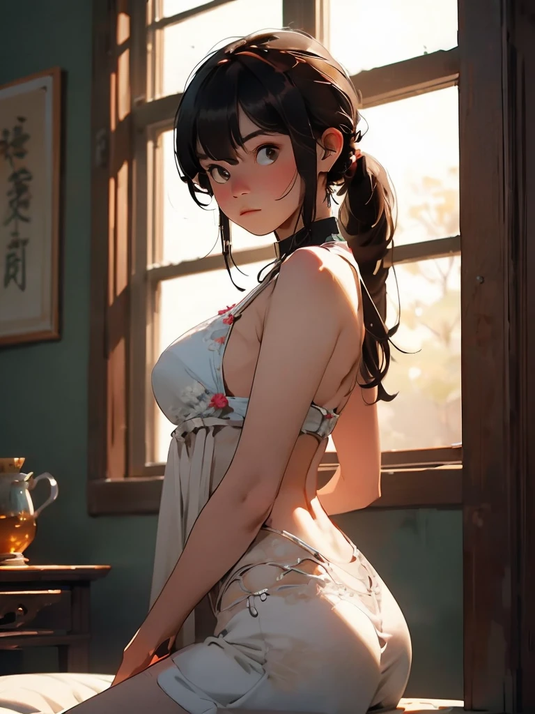 Character FeaturesHairstyle:Long black hair ponytail sex:Brave girl bangs:Bangs Accessories:猫の耳衣装騎士の鎧視点・アングルフロントビュー下からのアングル背景緑豊かな森太陽の光が差し込む木漏れ日季節・雰囲気summerの爽やかさサマーズ(summer)Light and shadowLight and shadow from sunlightOther elementsLegendJapanThe viewer follows the character's gaze
