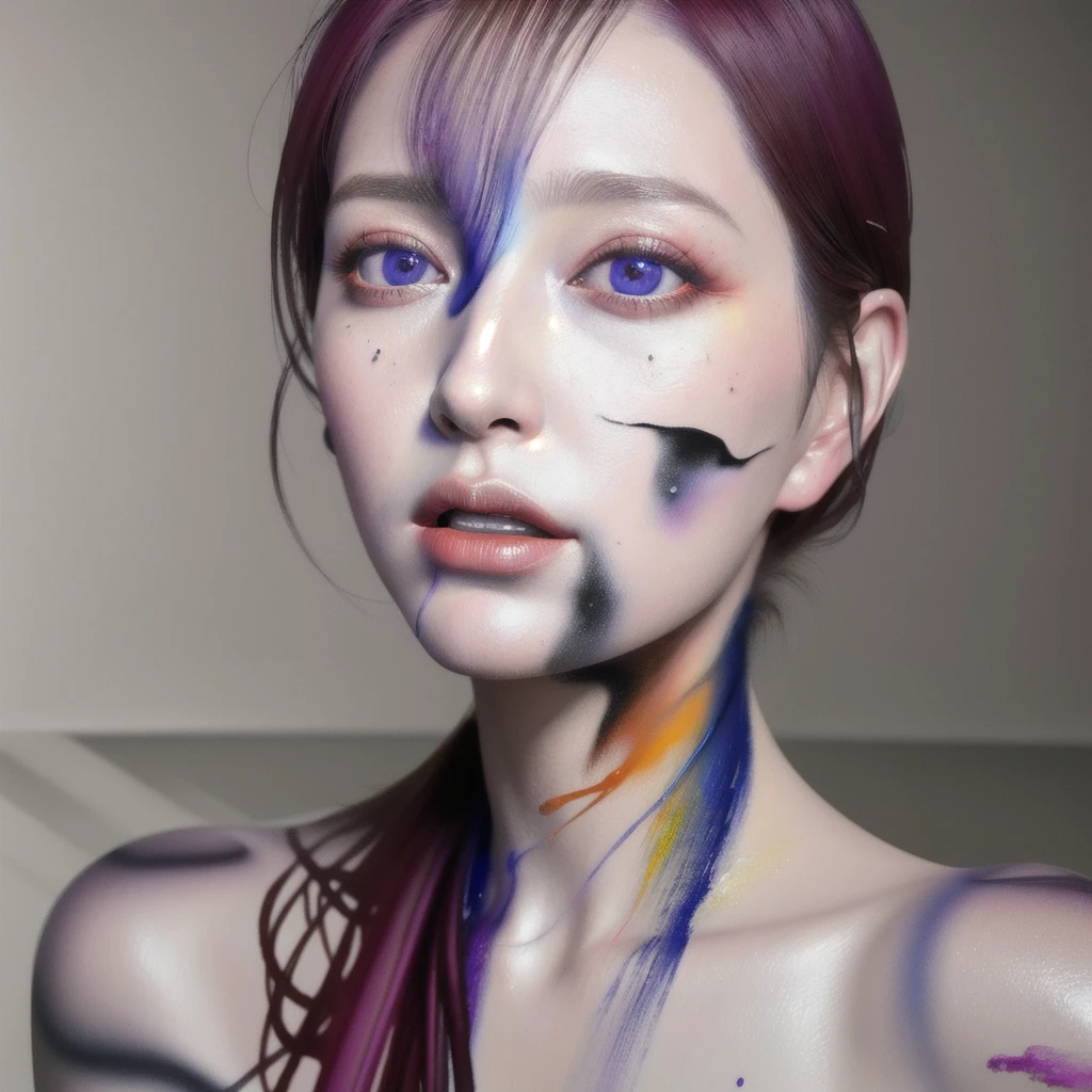 Android Beauty, Powerful paintings inspired by Francis Bacon, Ultra-realistic surrealism, Hyperrealism, fear, art, hyper real painting, Realistic illustration painting, カラフルなHyperrealism, Hyper-realistic digital art