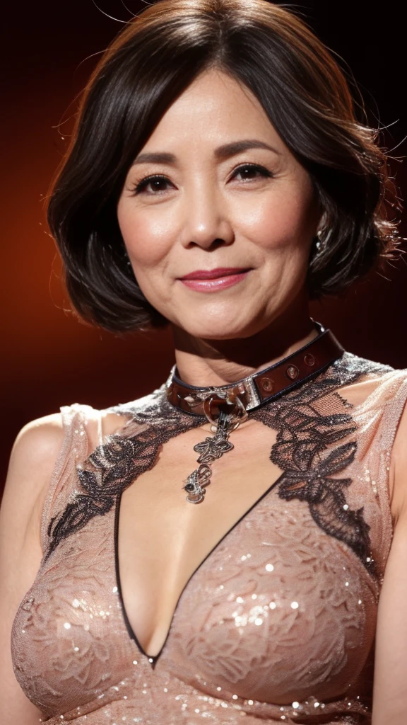 Fractal Art, gravure, look forward to, ((Wearing a dog collar)), slave, Flashy makeup, From the chest up, masterpiece, Highest quality, Very detailed, Realistic, Very detailed肌, Perfect Anatomy, (1 Japanese Mature), (alone), 95 years old, Big Breasts, Mature female politician, Glamour, sexy, Chromo White Skin, View your audience,