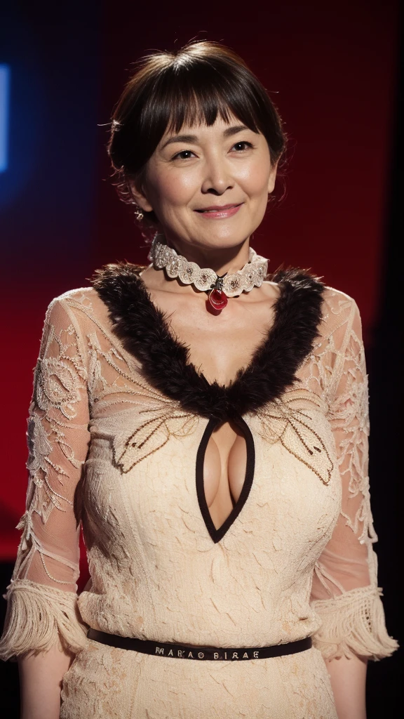 Fractal Art, gravure, look forward to, ((Wearing a dog collar)), slave, Flashy makeup, From the chest up, masterpiece, Highest quality, Very detailed, Realistic, Very detailed肌, Perfect Anatomy, (1 Japanese Mature), (alone), 95 years old, Big Breasts, Mature female politician, Glamour, sexy, Chromo White Skin, View your audience,