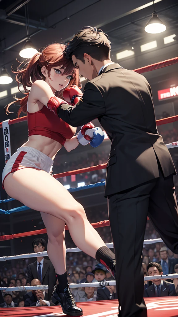 Boxing Counter、Men and women in suits、Two people fighting