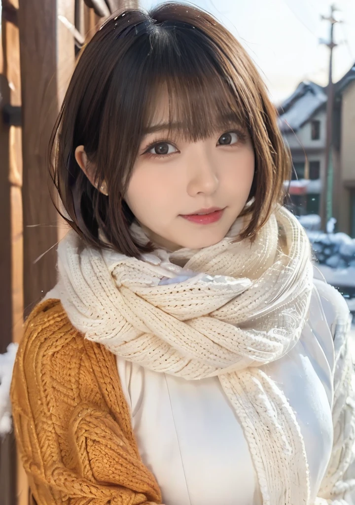 Being with a dog、Bonfire、Hair blowing in the wind、Medium Short Hair、Fluffy scarf in warm colors、Expressing the whiteness of one's breath、Photo from the waist up、Night city illumination shot、Cowgirl Shot、Fur coat、豪華なグレーのミンクのFur coat、Wear fine leather boots、Luxury Bags、Inner turtleneck、Silver necklace and small silver earrings Millionaire style:1.4))、Full body photo、smile、 Caustics、Highly detailed photos、Very beautiful woman 、Ample breasts、No makeup、(8K、RAW Photos、Highest quality、masterpiece:1.2)、(Realistic、Realistic)、1 Girl、((Medium Short Hair、Midwinter、Cold region Snow falling、The wind is blowing、Fluttering Hair、Blur the background、Colorful illuminations、Looking into the camera:1.4))、