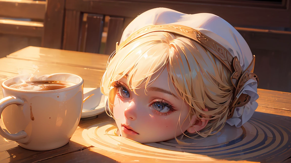 (Highest quality,4K,8K,High resolution,masterpiece:1.2),Super detailed,(Realistic,photoRealistic,photo-Realistic:1.37),Back view of a woman drinking coffee、Cafe、noon、
