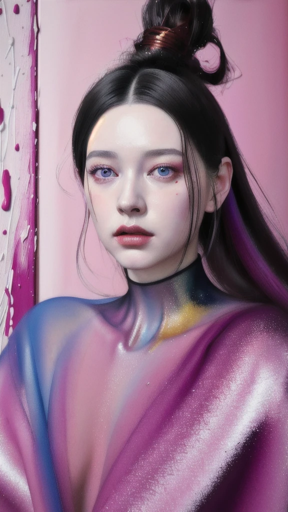Android Beauty, Powerful paintings inspired by Francis Bacon, Ultra-realistic surrealism, Hyperrealism, fear, art, hyper real painting, Realistic illustration painting, カラフルなHyperrealism, Hyper-realistic digital art