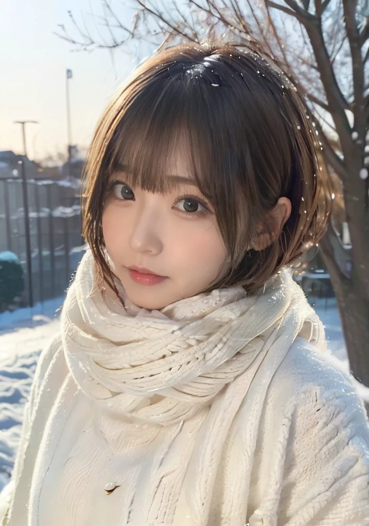 Being with a dog、Bonfire、Hair blowing in the wind、Medium Short Hair、Fluffy scarf、Expressing the whiteness of one's breath、Photo from the waist up、Night city illumination shot、Cowgirl Shot、Fur coat、豪華なグレーのミンクのFur coat、Wear fine leather boots、Luxury Bags、Inner turtleneck、Silver necklace and small silver earrings Millionaire style:1.4))、Full body photo、smile、 Caustics、Highly detailed photos、Very beautiful woman 、Ample breasts、No makeup、(8K、RAW Photos、Highest quality、masterpiece:1.2)、(Realistic、Realistic)、1 Girl、((Medium Short Hair、Midwinter、Cold region Snow falling、The wind is blowing、Fluttering Hair、Blur the background、Colorful illuminations、Looking into the camera:1.4))、