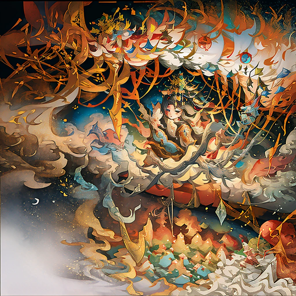 painting of a desolate snowy mountain path with tibetan prayer flags, painterly illustration, colorful concept art, a beautiful artwork illustration, jen bartel, in the snow mountains, colorful digital painting, painterly concept art, by Simon Gaon, winter concept art, inspired by Tuomas Korpi, jessica rossier color scheme, with a snowy mountain and ice.