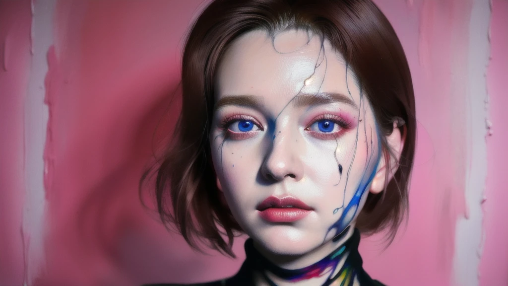 Android Beauty, Powerful paintings inspired by Francis Bacon, Ultra-realistic surrealism, Hyperrealism, fear, art, hyper real painting, Realistic illustration painting, カラフルなHyperrealism, Hyper-realistic digital art