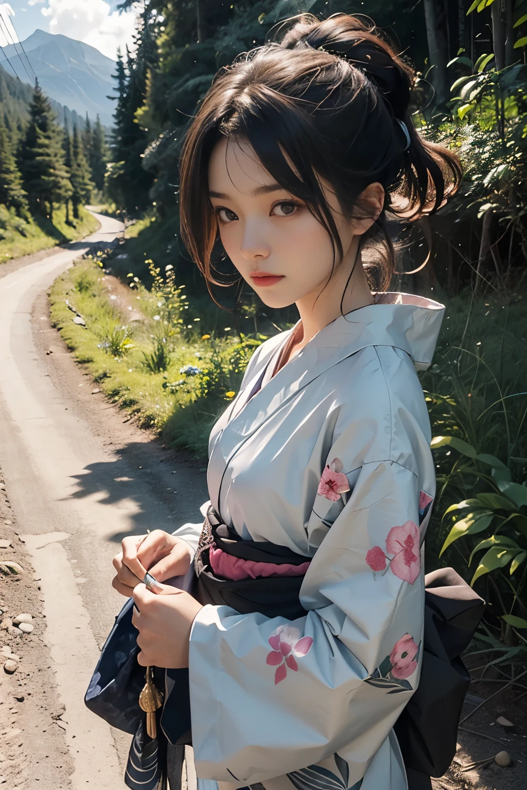 Beautiful,Junko Ishihara,Over Amagi,Prostitute,or period,Years falls,Flame of Love,Disheveled Japanese clothing,In the mountains,The twists and turns of the deep mountains,Flames of Passion,Mature women in their thirties,A devoted beauty,Disheveled Hair,Disheveled outfit,A half-crazed woman obsessed with love,Disheveled, thin kimono,thin yukata,A distraught yukata wearer,Female Artist,Narrow eyes,Single-minded gaze,Simple string belt,or period,Dark mountain path,Crossing the mountain pass,Unpaved mountain roads,On the road through the dark forest,Unpaved road,promenade,Mountain trail,Dirt Road,登Mountain trail,When the road wasn&#39;t paved yet,Old mountain path,ground road,carriage,rickshaw,She&#39;s wearing light clothing and her chest is exposed.,Beautiful Mature Woman,Her chest is open, exposing her beautiful nipples.,A narrow path leading uphill,A lightly dressed kimono that is slightly disheveled,No cars, only horses and rickshaws,A narrow road just wide enough for one person to pass through々A path through a dark mountain forest covered with snow,Steep dirt road,Dirt-stained area around the feet,Climbing dangerous mountain trails,Animal trail,Unpaved road,Paths for wild boars, etc.,Extremely small and flat chest,Beautiful nipples,The face of a virtuous angel with many good experiences,A beautiful face like a legendary celestial maiden,Unpaved mountain road,Indigo yukata,Wearing cute wooden women&#39;s can,No baggage,Holding a single flower,On the ground in the mountains,in the forest,A tall peak in the distance々,A thin yukata,Beautiful nipples,Beauty,The length of the yukata is long,Face close-up,promenade,Kemono Road,All gravel roads,All off-road,Dark Night Road,Moonlight only,Are thin,Leaner figure,A slender beauty with an unfortunate past,Dark night road in the forest,One straight road,Hanni in New Jeans,off road,Private roads,animal trail,Lonely mountain path in the forest,far and near method,Out of focus background,off road walking,Small breasts,Flat Bust,