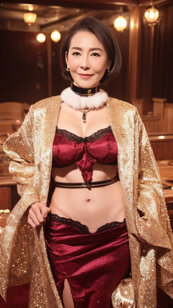 Fractal Art, gravure, look forward to, ((Wearing a dog collar)), slave, Flashy makeup, From the chest up, masterpiece, Highest quality, Very detailed, Realistic, Very detailed肌, Perfect Anatomy, (1 Japanese Mature), (alone), 95 years old, Big Breasts, Mature female politician, Glamour, sexy, Chromo White Skin, View your audience,