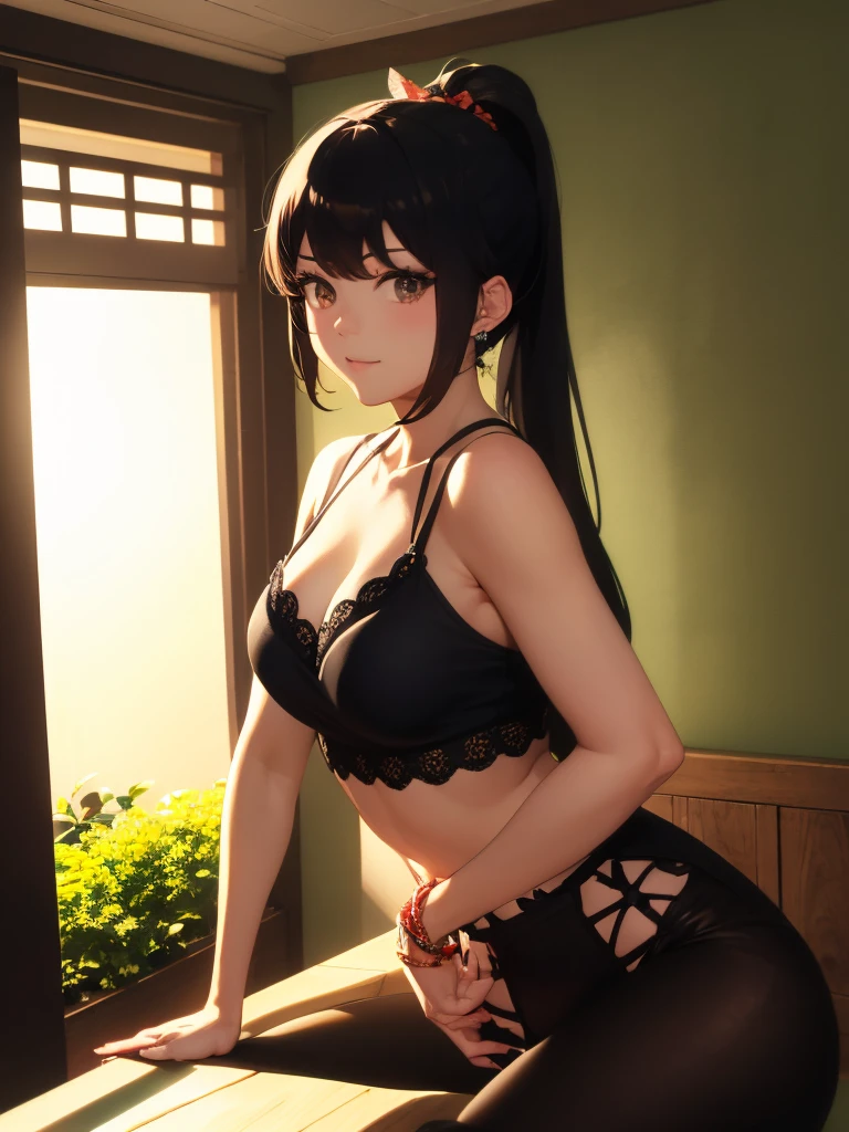 Character FeaturesHairstyle：Long black hair ponytail sex：Brave girl bangs：Bangs Accessories：猫の耳衣装騎士の鎧視点・アングルフロントビュー下からのアングル背景緑豊かな森太陽の光が差し込む木漏れ日季節・雰囲気summerの爽やかさサマーズ（summer）Light and shadowLight and shadow from sunlightOther elementsLegendJapanThe viewer follows the character&#39;s gaze