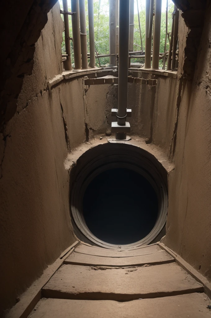 Inside a wide and deep well