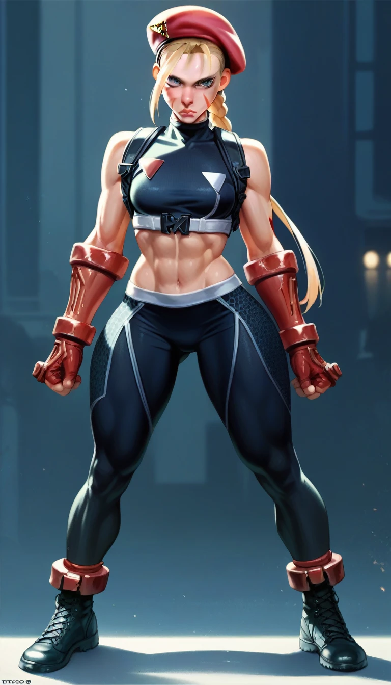 Cammy (sf6) black leggings full body front big tits