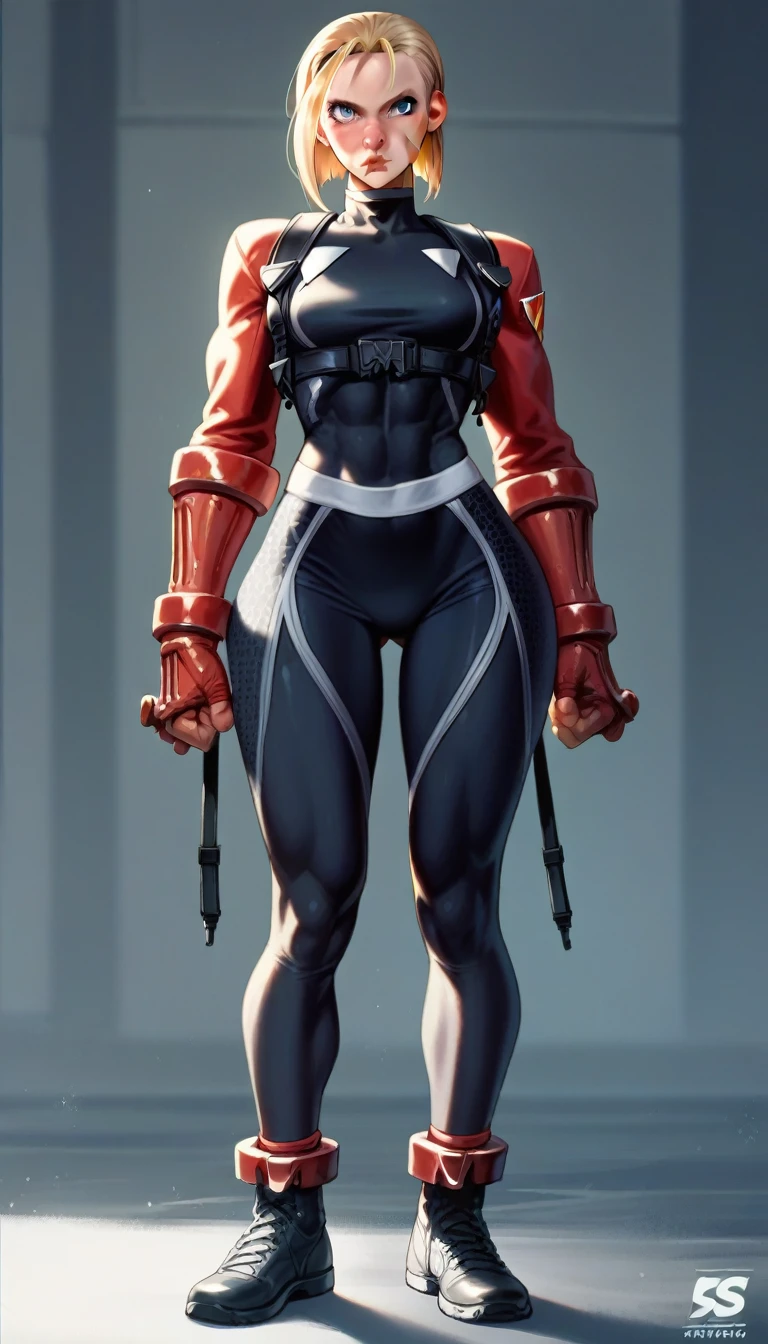 Cammy (sf6) black leggings full body front big tits