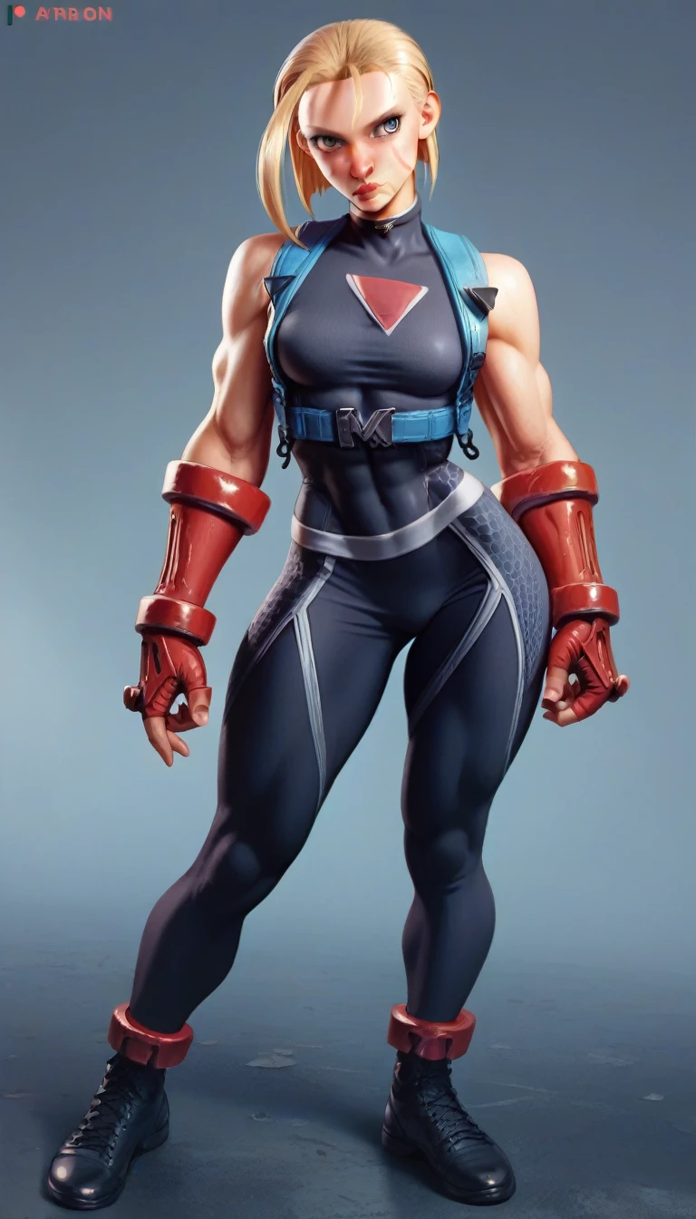 Cammy (sf6) black leggings full body front big tits