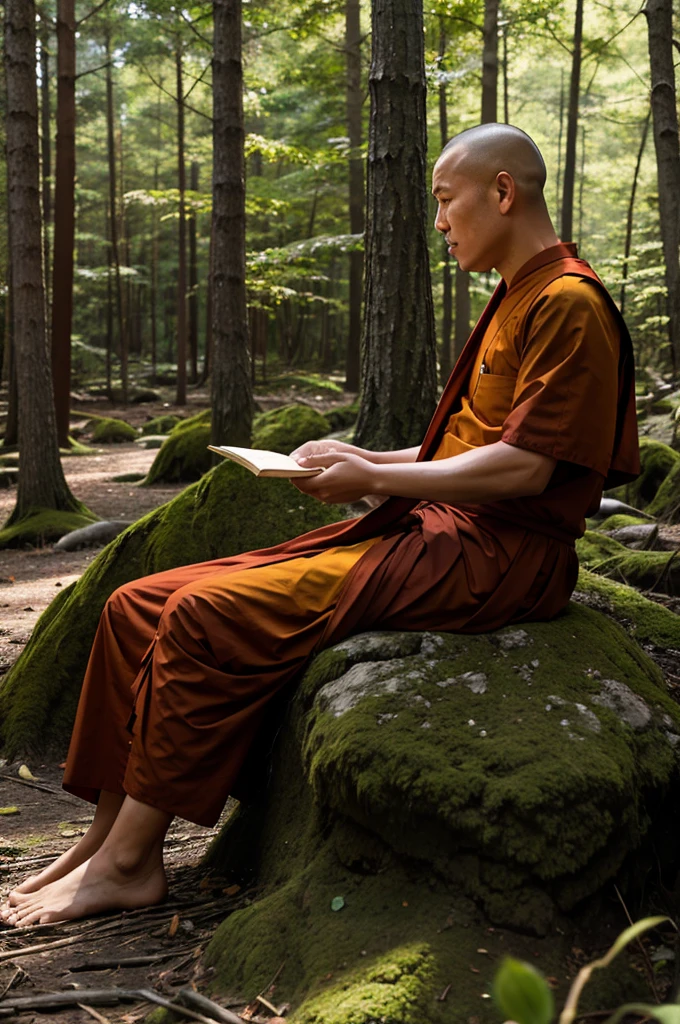 Buddhist Monk teachings in forest