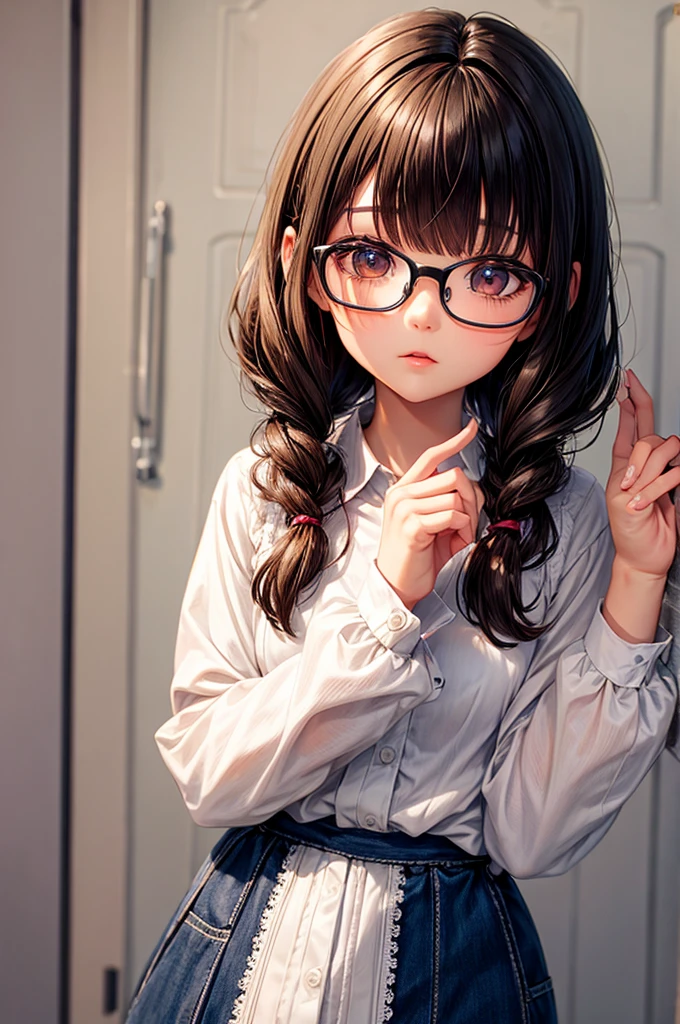 blythee doll with bangs, glasses and brown eyes, short dark hair