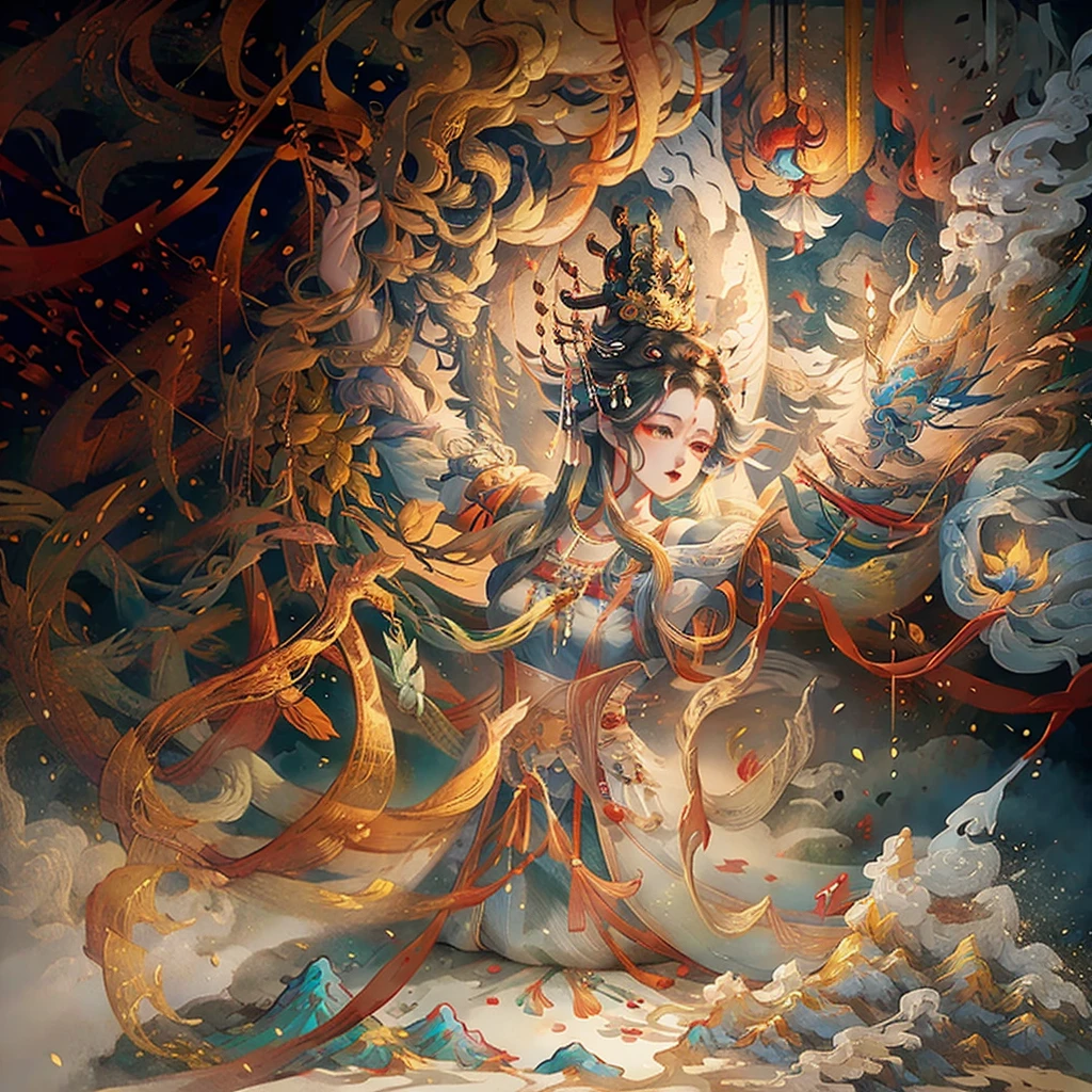 painting of a snowy mountain path with tibetan prayer flags, painterly illustration, colorful concept art, a beautiful artwork illustration, jen bartel, in the snow mountains, colorful digital painting, painterly concept art, by Simon Gaon, winter concept art, inspired by Tuomas Korpi, jessica rossier color scheme, with a snowy mountain and ice