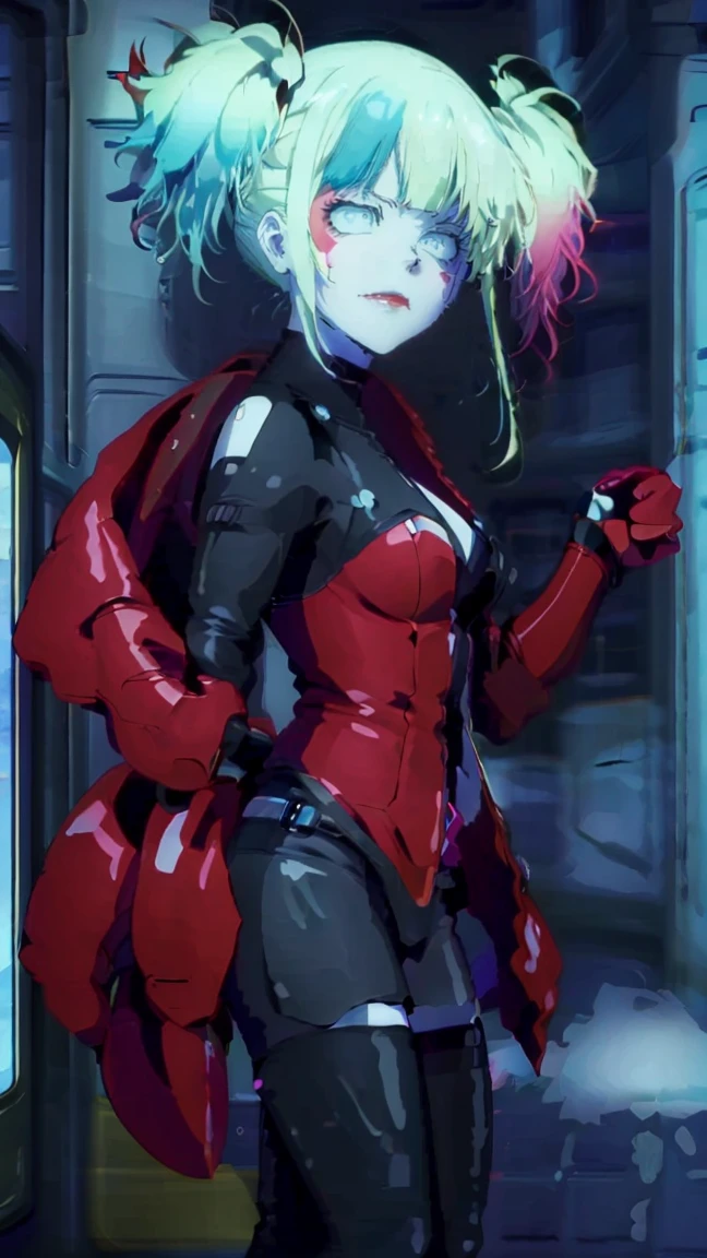 masterpiece, Best quality, Super detailed, illustration, beautiful detailed eyes, ((distant view, wide angle 1.31)), On the outside, young woman, Harley Quinn, intricate design, complex shaped lace tights, two hair tails (blue and red tail), sexual, Face to face, split, full length (full body 1.1.), very feminine, fighting stance, (masterpiece), magic photography, Spectacular lighting, Photorealism, ultra detailed, intimate portrait composition, 1. 4,8 k UHD, aesthetic, Cd., A high resolution, 8 k, better lighting, Best shade, Ultra-HD, A high resolution, sharp focus, Complex background, Cinematic lighting, ((Landscape view)), 4K block, (better lighting), ((Cinematic lighting)),