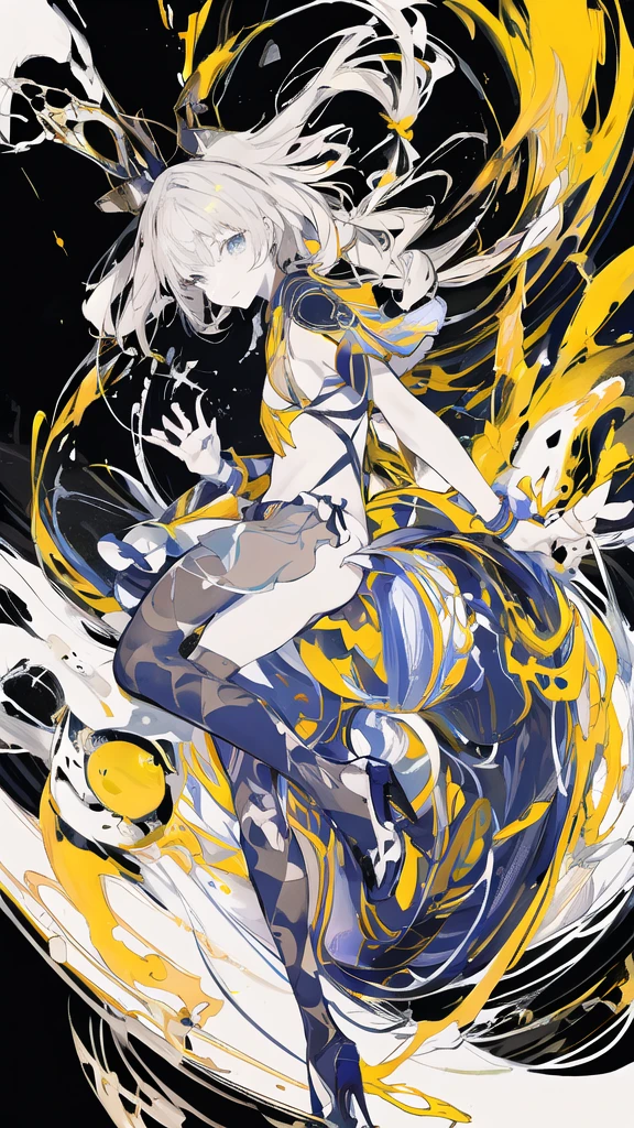 leaning back with hands out in the air,girl、high school girl、(masterpiece, highest quality, official art:1.2), (flat color:1.5),(colorful),looking at the viewer,1 girl,alone, white background, ,(2D:1.5) ,NSFW
