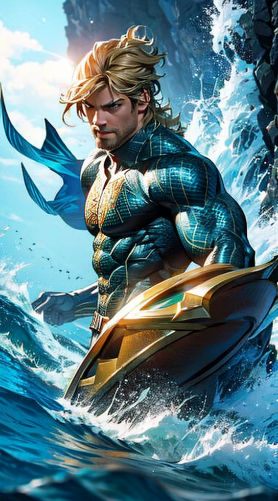 Aquaman super strong muscular 35mm lens, photography, ultra details, HDR, UHD,8K