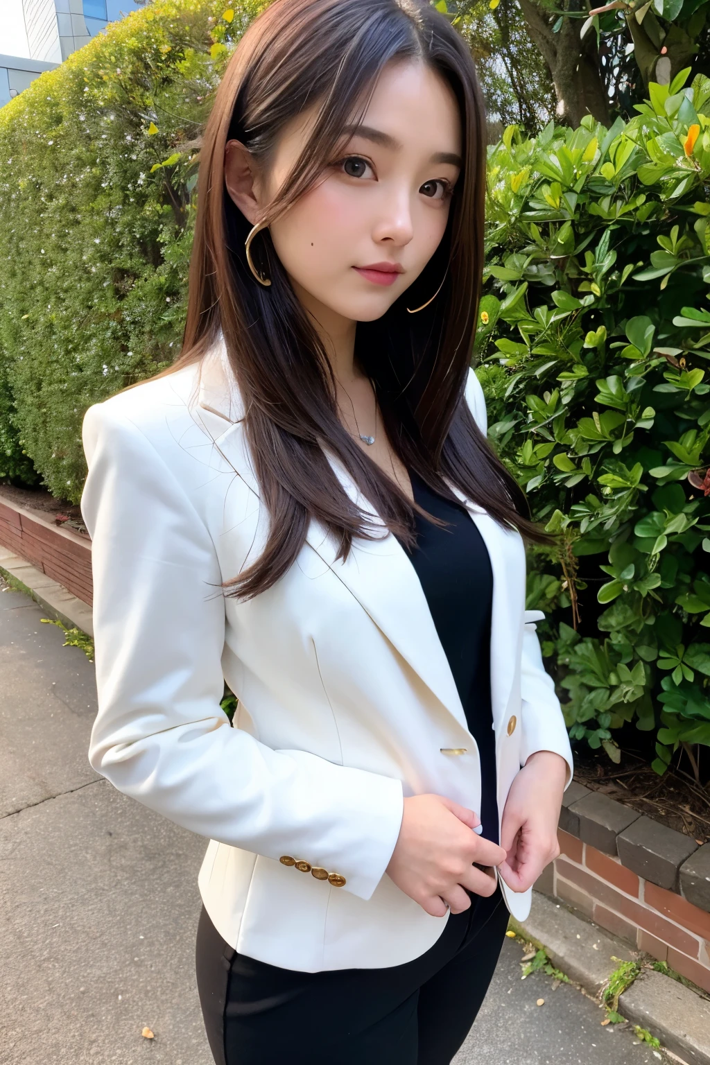 ((Highest quality)), ((masterpiece)), (detailed), One girl, clear、blazer、Mid-length hair