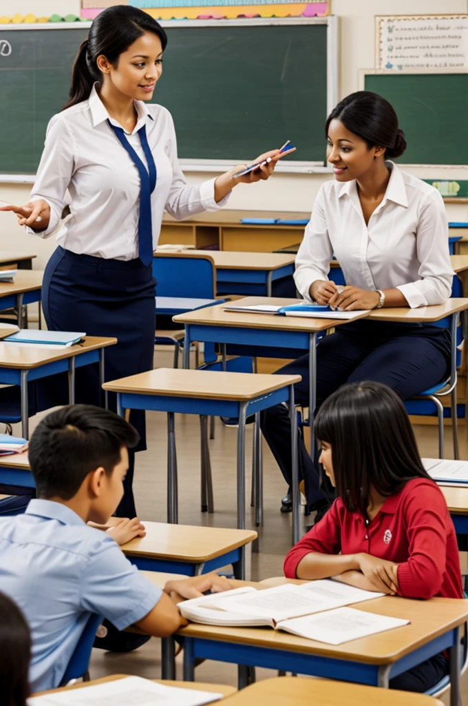 Teacher giving classes