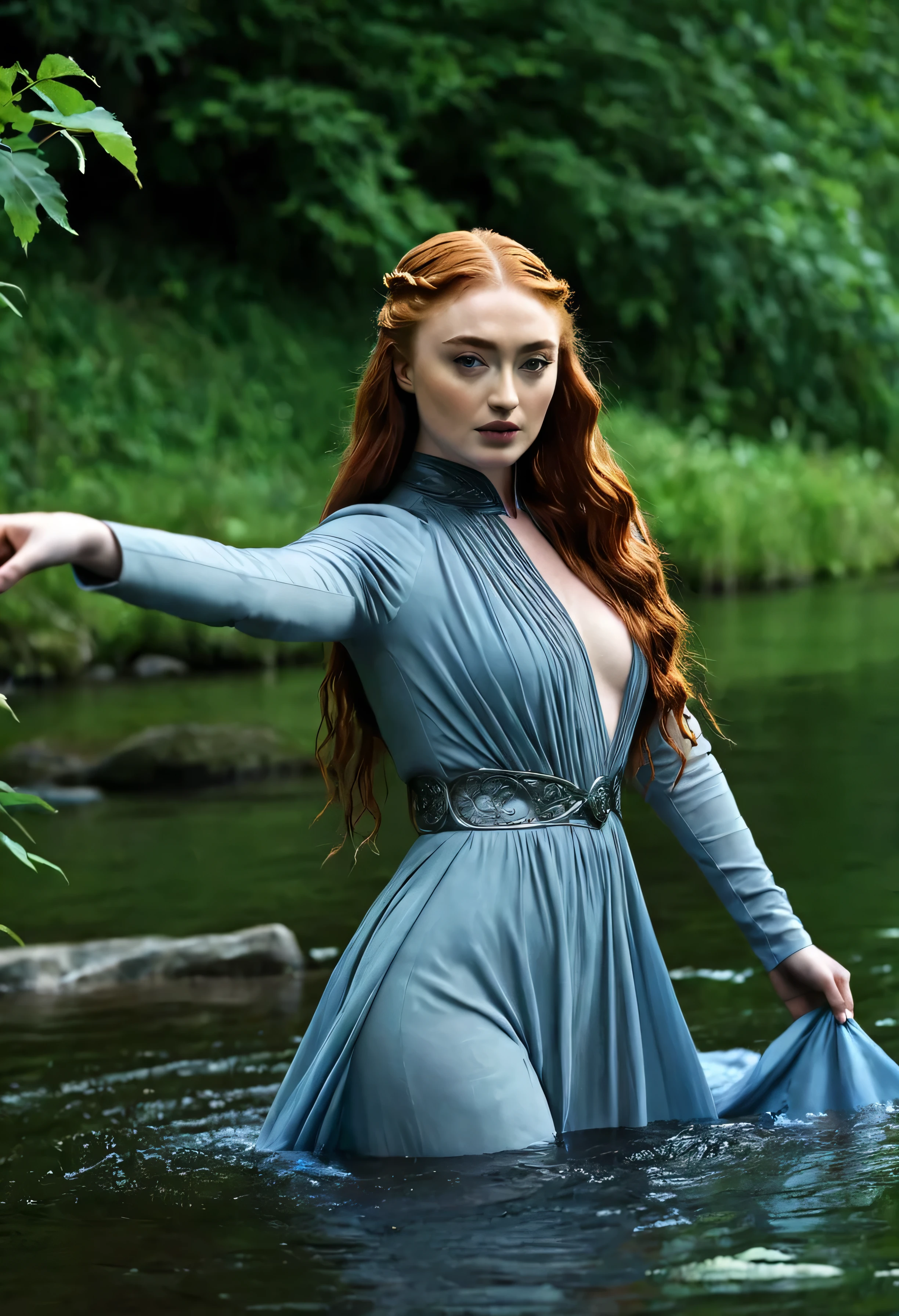 Nude sensual poses Sansa Stark in The River