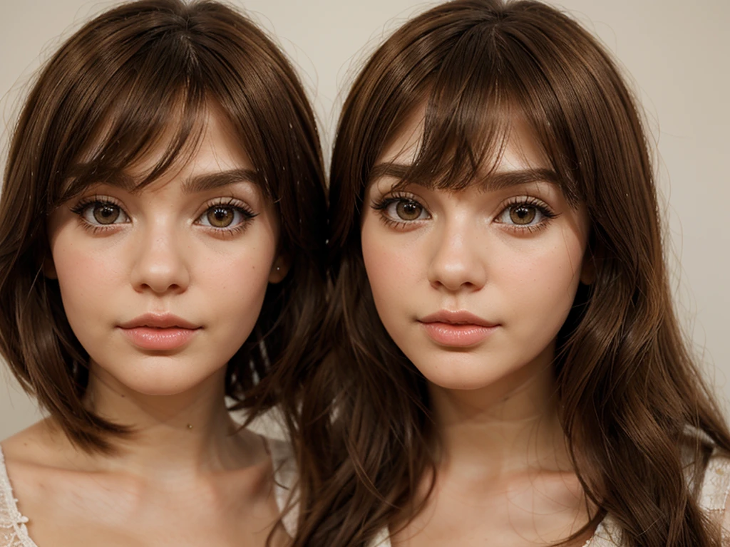 Create a Blythe doll with light brown hair, with very short straight fringe, brown eyes with long eyelashes, Greek nose and not so big lips