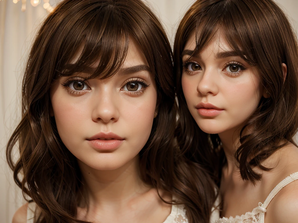 Create a Blythe doll with light brown hair, with very short straight fringe, brown eyes with long eyelashes, Greek nose and not so big lips 