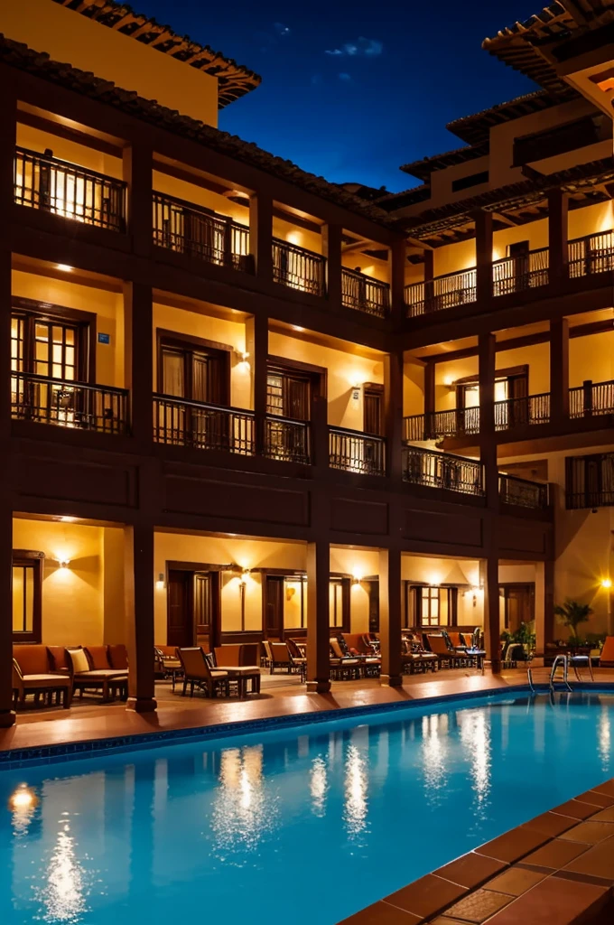 A large 5-star hotel in Cusco that has two swimming pools, a bar and a restaurant and it is called "the Dolphins"