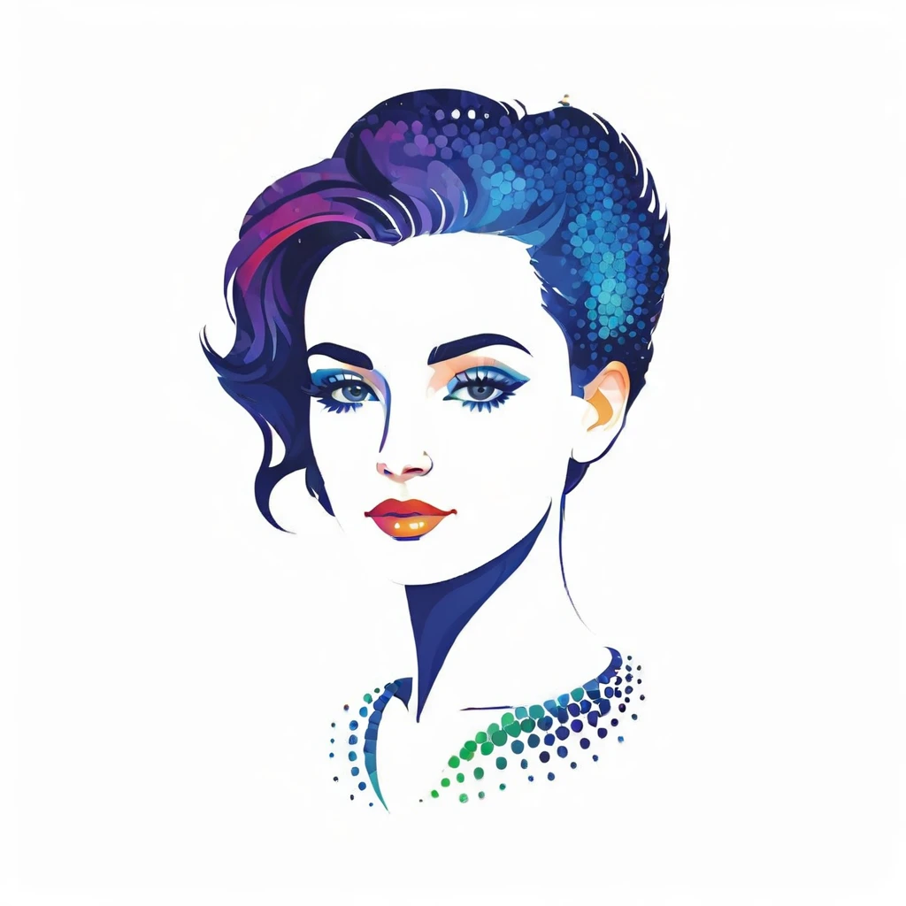 pointillism abstract logo of a portrait
