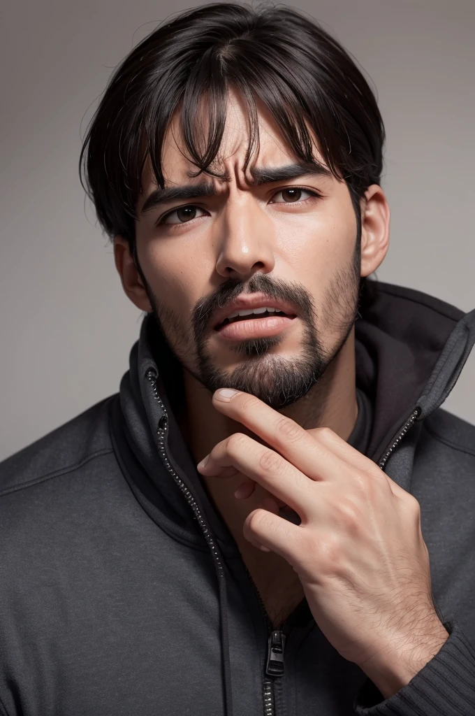 Man feeling toothache with hand over mouth