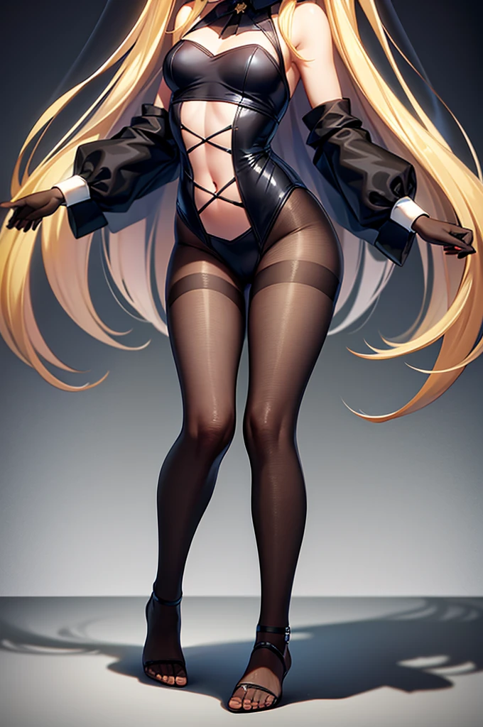 (Black pantyhose),barefoot,Naked,Cute little ,Tiny ,Small girl,,Childish face, Very fine clean face,Top quality,Straight Hair,Yellow hair,(Dark Room), Subtle light, Natural light,Soft lighting,Light from directly behind, (Are standing),Front view,Black background