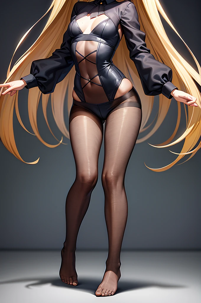 (Black pantyhose),barefoot,Naked,Cute little ,Tiny ,Small girl,,Childish face, Very fine clean face,Top quality,Straight Hair,Yellow hair,(Dark Room), Subtle light, Natural light,Soft lighting,Light from directly behind, (Are standing),Front view,Black background