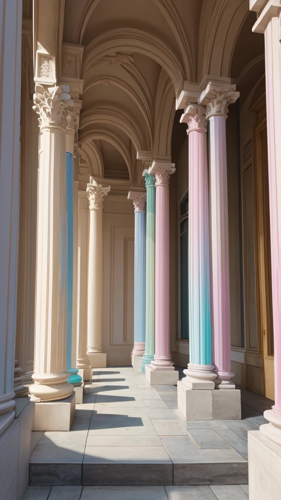 Decorated columns with light pastel and combined colors
