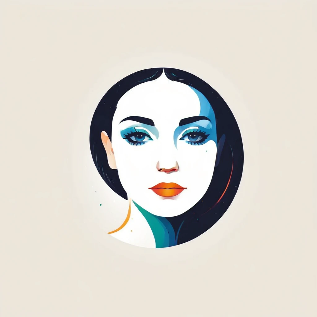 pointillism abstract logo of a portrait, simplicity, vector, minimal