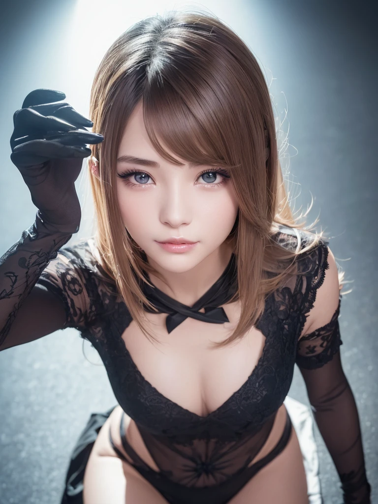 (top-quality、8K、32k、masuter piece、nffsw:1.2)、profile、(slim figure:1.2)、(s lips) 、age19、Incredibly ridiculous、(kawaii pose:1.3)、museum、a blond、double eyelid、shinny skin、Realistic rayare、beauitful face、(A smile:1.3)、crouching down、(From above:1.2)、(a closeup:1.4)、blurry backround、(Front Focus)、(dark: 1.6)、Fantasy Art、photoRealstic、Professional Lighting、extra detailed face、Award-winning、deep-shadows