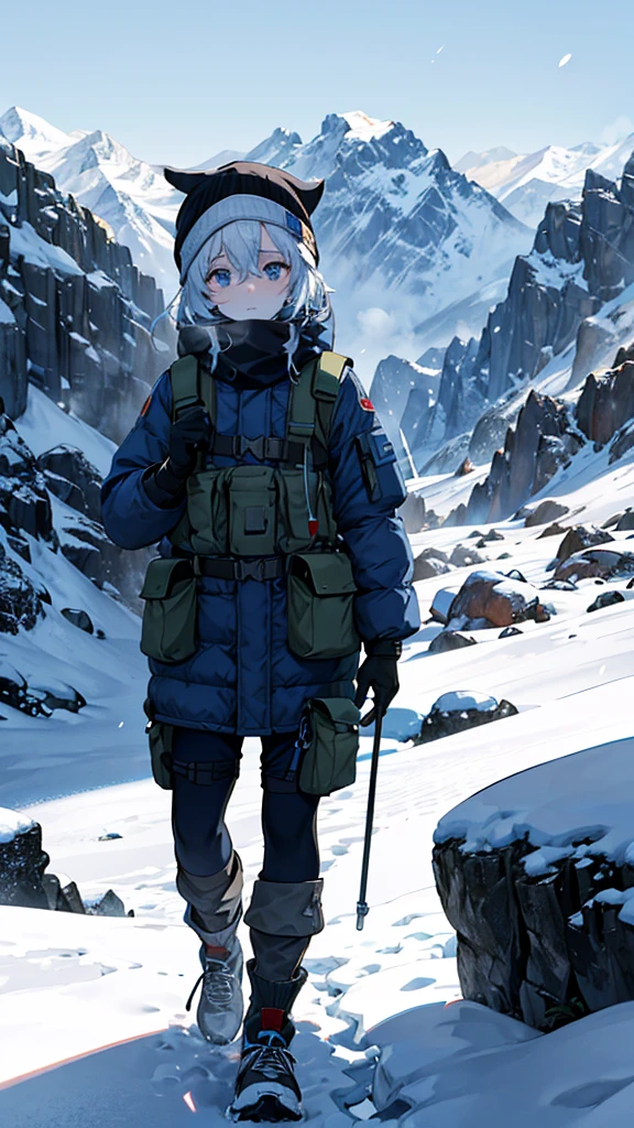 The body is frozen, stiff, and has no movement. The skin is pale or bluish in color due to very low temperatures. The face may have ice build up around the mouth, nose, and rims of glasses. The hands and fingers may look like they are wrapped in thick gloves. Gloves may become stuck to the arm and leg with ice in an awkward position. Due to death in harsh environments, some bodies may have injuries such as bruises, abrasions, or broken bones. from falling or colliding with rocks Wear climbing clothes. Sometimes an oxygen mask and an oxygen tank can be seen nearby. Thick sweater, gloves, thick socks, hiking shoes. Snow goggles, beanie, or hiking hat on steep snow slopes. You can see the high mountains around you. The sky is bright blue or has white clouds. The weather is very cold, the wind is strong, and snow is everywhere. There are signal flags and ropes used for climbing. Sometimes the atmosphere is quiet. Looks empty and lonely The atmosphere is cold and gloomy.