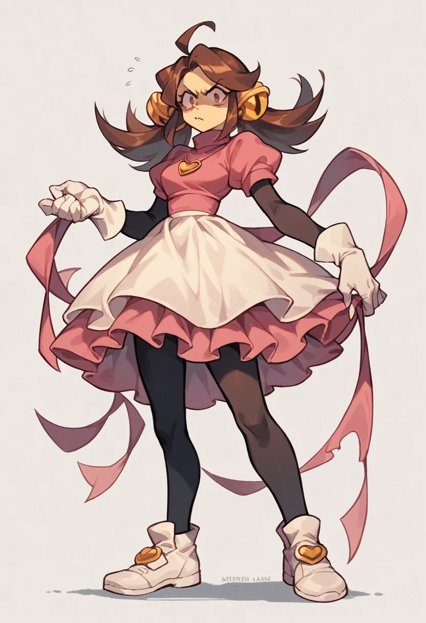 Mad Mew Mew ( undertale) with a different outfit wearing black leggings, white shoes and a bra big tits without the dress just wearing the black leggings from the front and standing up 