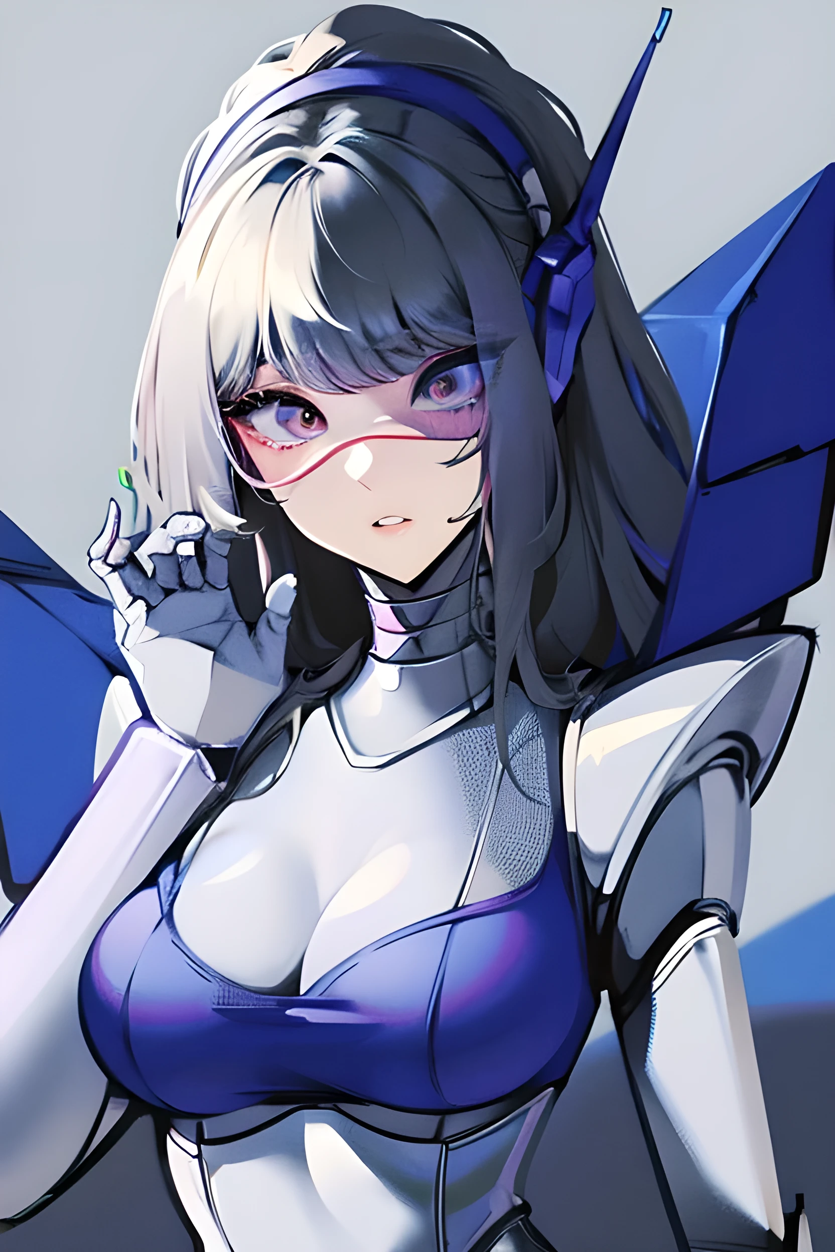 empty eyes,Robotized woman,robot transformation ,big breast,robot joint